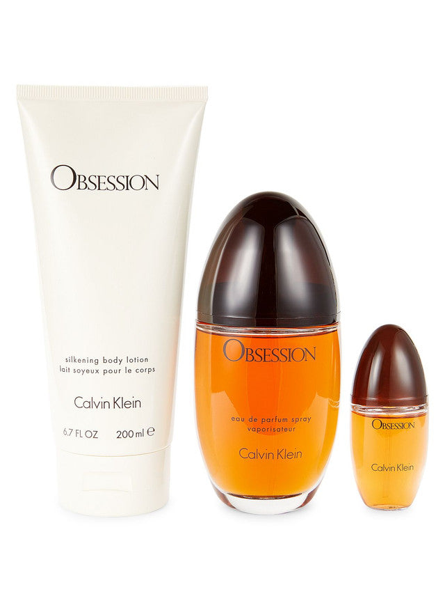 CALVIN KLEIN OBSESSION 3 PCS SET FOR WOMEN: 3.4 EAU DE PARFUM SPRAY + 0.5 EAU DE PARFUM SPRAY + 6.7 BODY LOTION