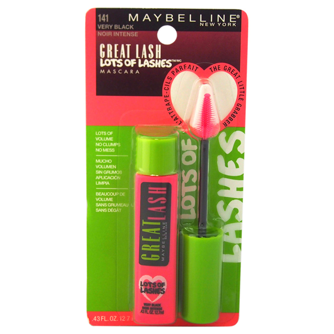 Great Lash Lots Of Lashes Mascara - # 141 Very Black by Maybelline for Women - 0.43 oz Mascara