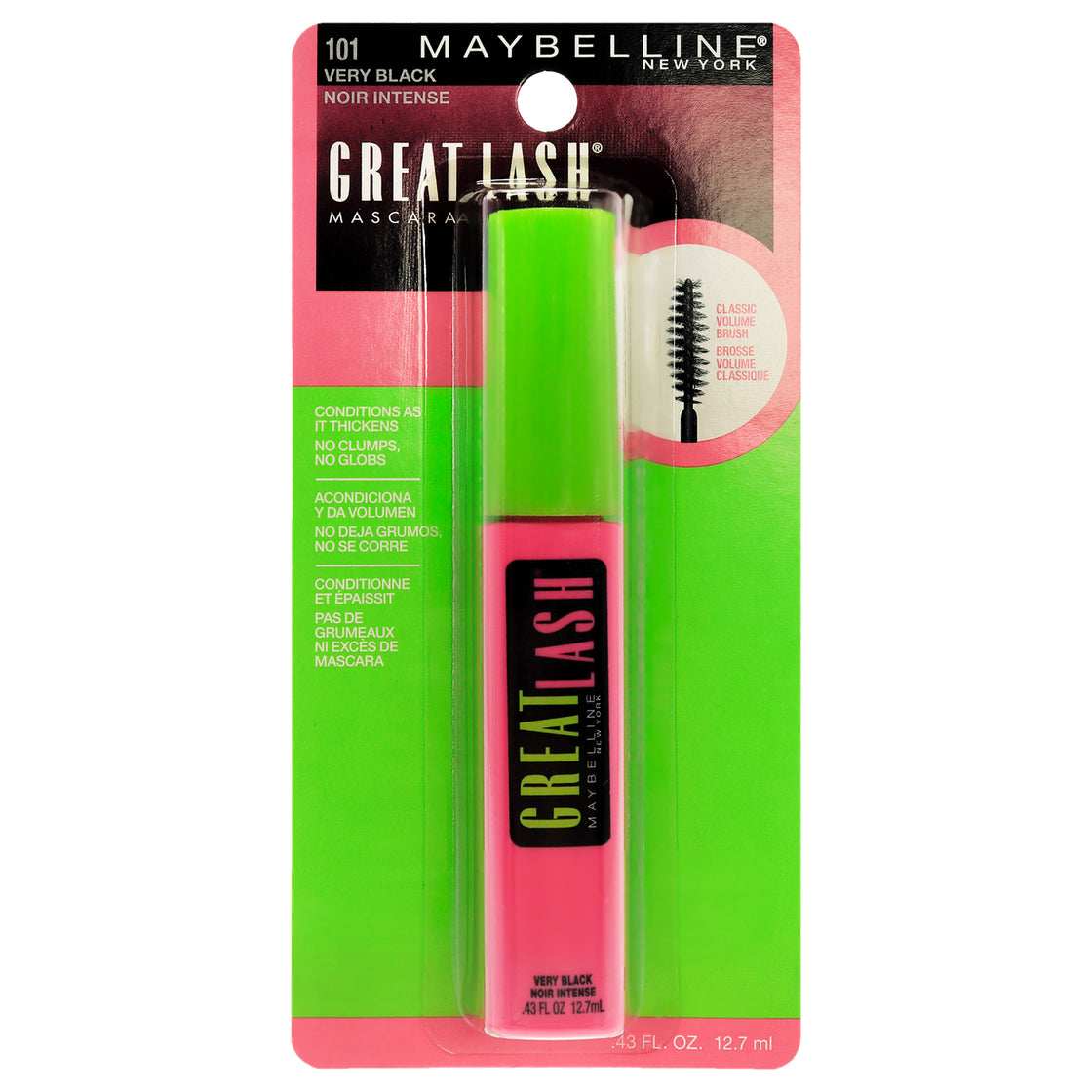 Great Lash Mascara - 101 Very Black by Maybelline for Women - 0.43 oz Mascara