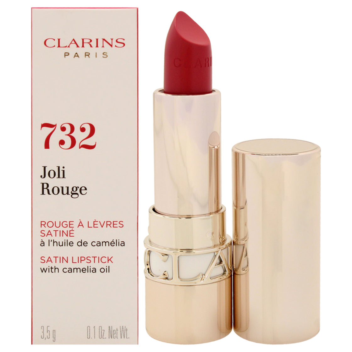 Joli Rouge Satin Lipstick - 732 Grenadine by Clarins for Women - 0.1 oz Lipstick