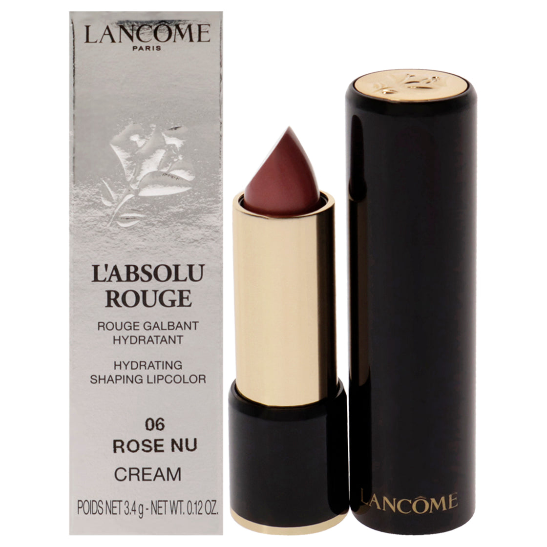 LAbsolu Rouge Hydrating Shaping Lipcolor - 06 Rose Nu-Cream by Lancome for Women - 0.12 oz Lipstick