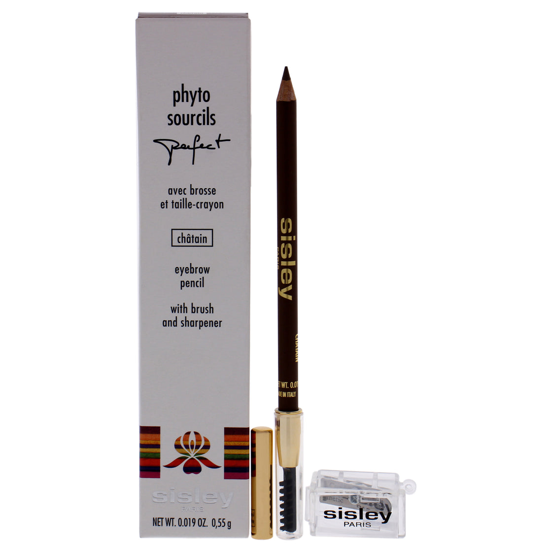 Phyto Sourcils Perfect Eyebrow Pencil With Brush and Sharpener - Chatain by Sisley for Women - 0.019 g EyeBrow Pencil