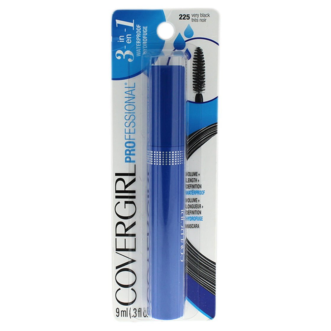 Professional 3-in-1 Waterproof Mascara - # 225 Very Black by CoverGirl for Women - 0.3 oz Mascara