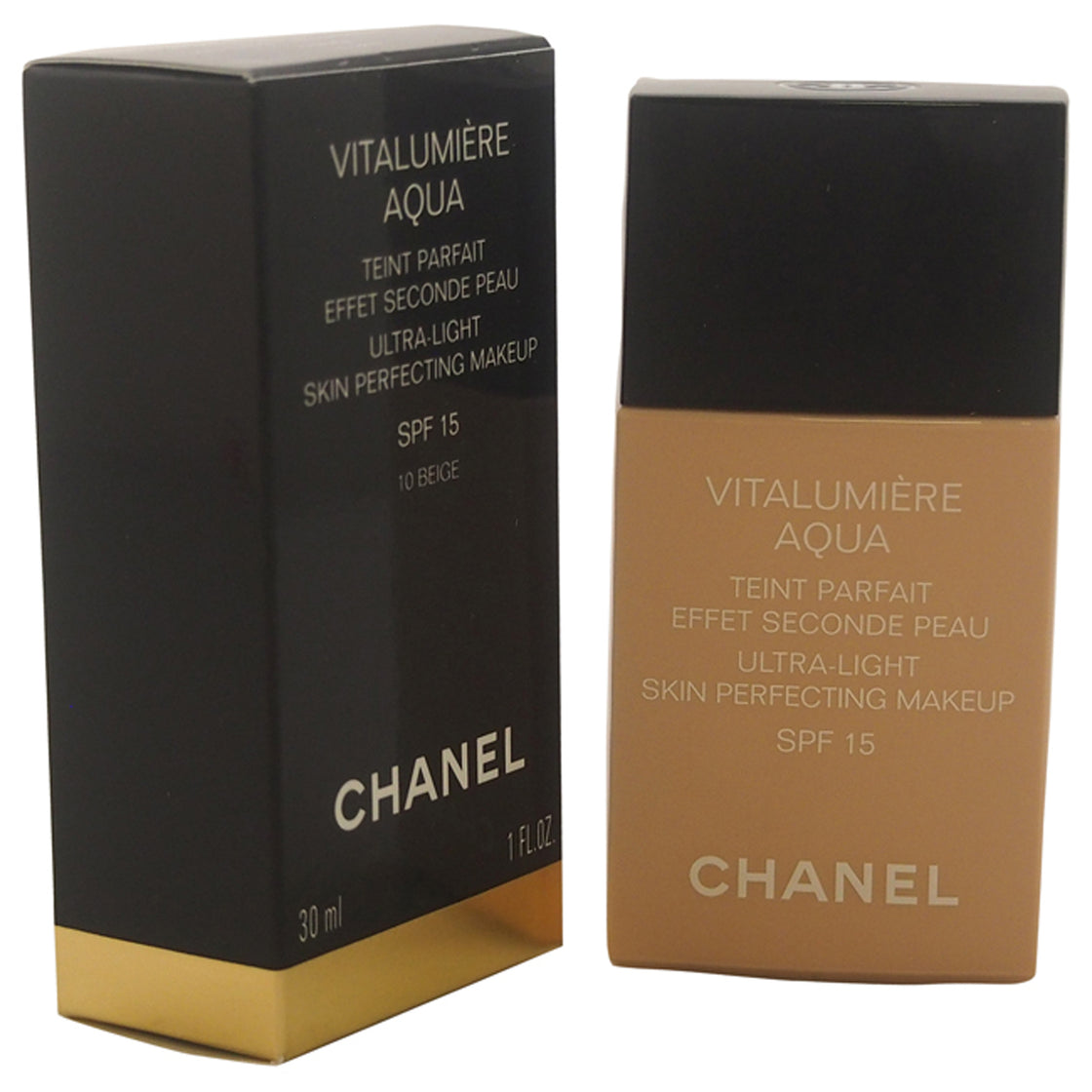 Vitalumiere Aqua Ultra-Light Skin Perfecting Makeup SPF 15 - 10 Beige by Chanel for Women - 1 oz Makeup