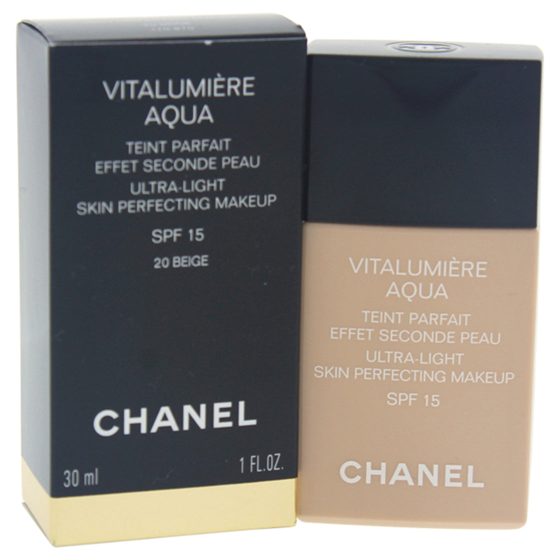 Vitalumiere Aqua Ultra-Light Skin Perfecting Makeup SPF 15 - 20 Beige by Chanel for Women - 1 oz Makeup