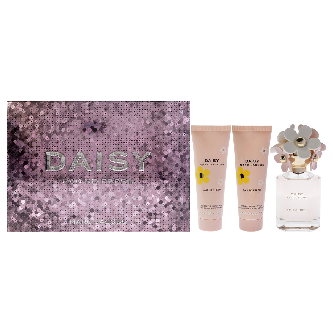 Daisy Eau So Fresh by Marc Jacobs for Women - 3 Pc Gift Set 2.5oz EDT Spray, 2.5oz Radiant Body Lotion, 2.5oz Bubbly Shower Gel