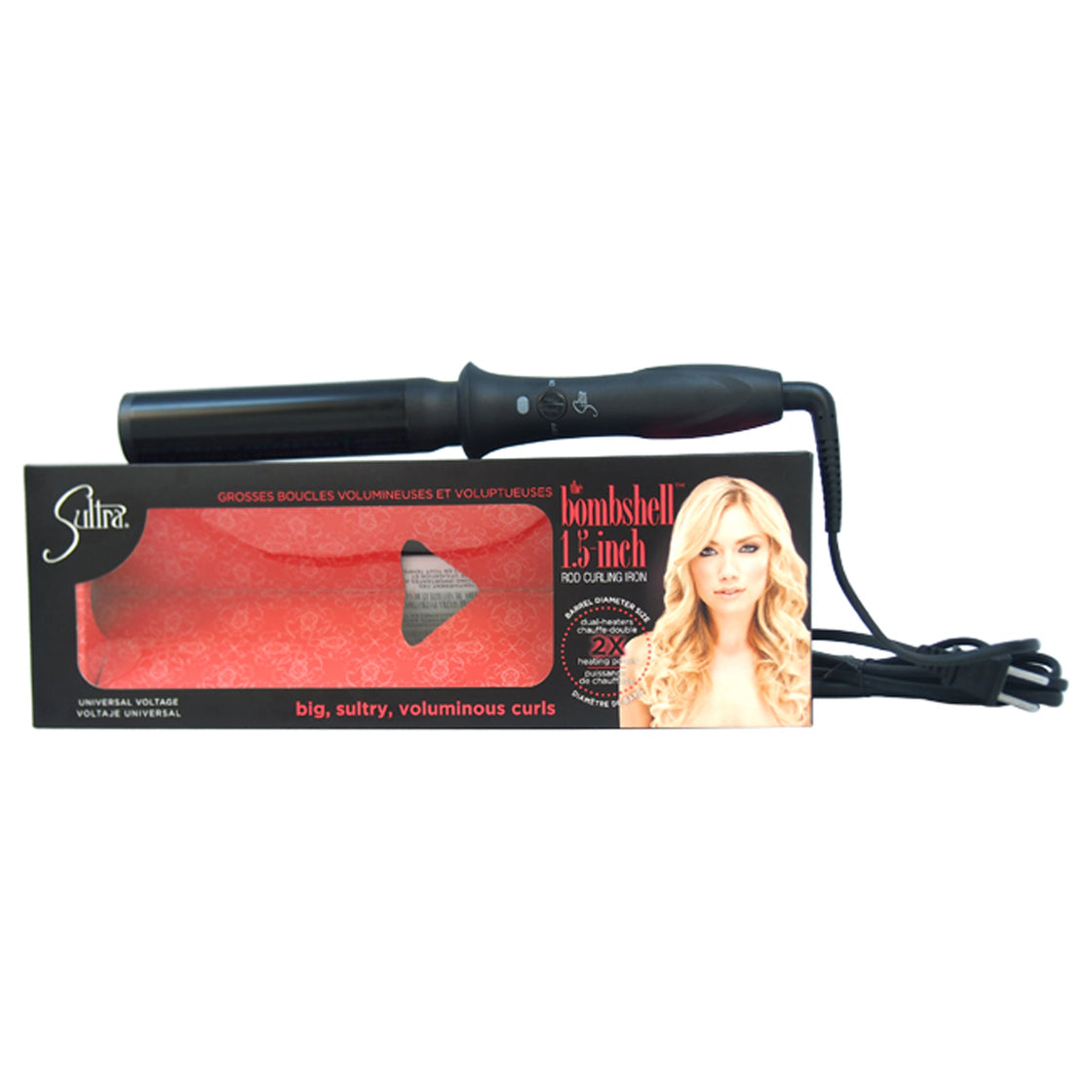 The Bombshell Rod Curling Iron - Black by Sultra for Unisex - 1.5 Inch Curling Iron