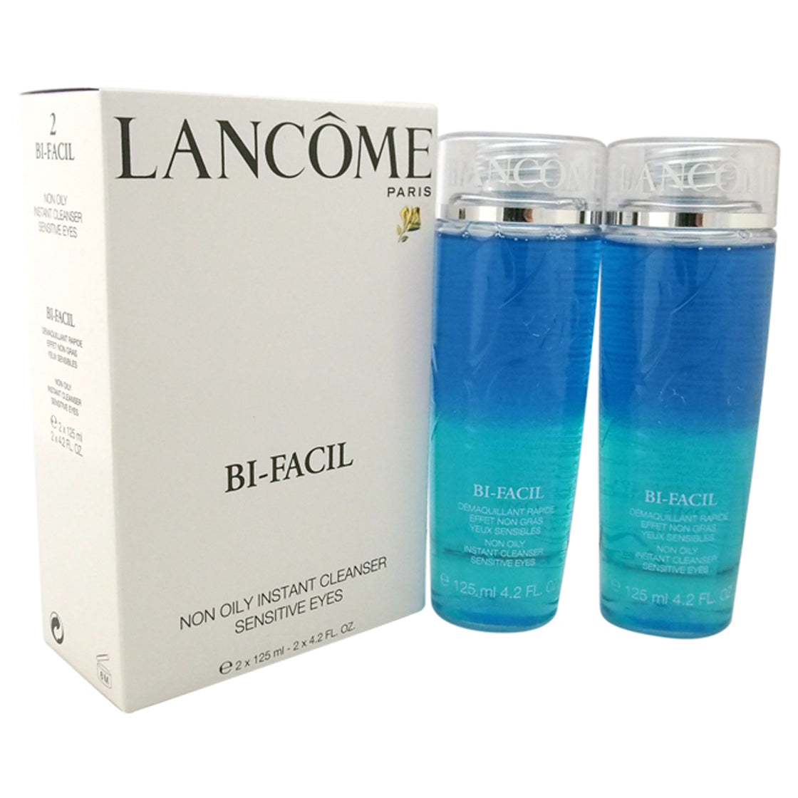 Bi-Facil Duo - Non Oily Instant Cleanser Sensitive Eyes by Lancome for Unisex - 2 x 4.2oz Cleanser