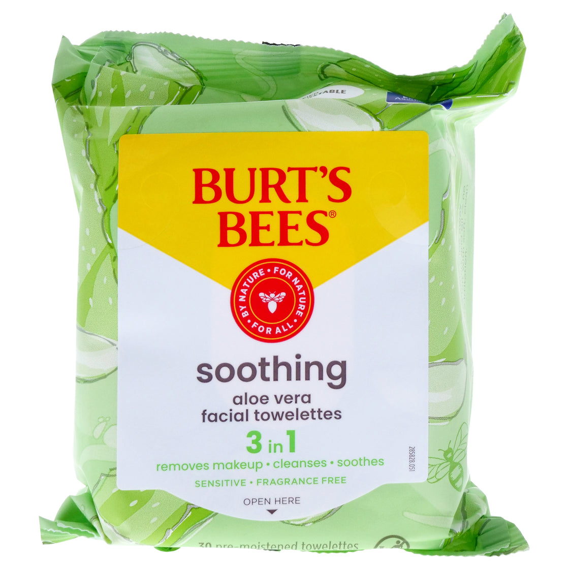 Soothing Facial Towelettes Sensitive - Aloe Vera by Burts Bees for Unisex - 30 Count Towelettes