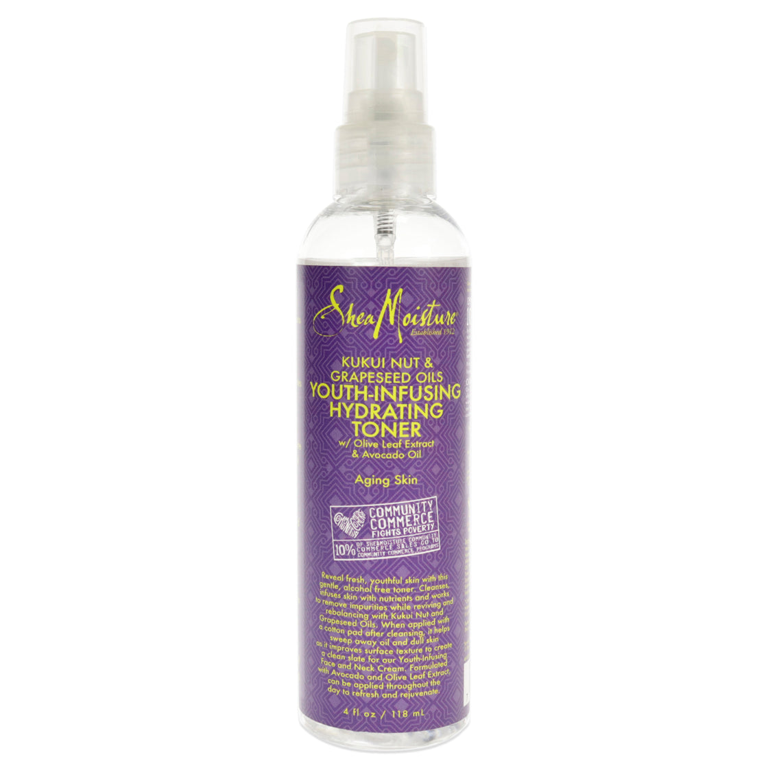 Kukui Nut & Grapeseed Oils Youth-Infusing Hydrating Toner by Shea Moisture for Unisex - 4 oz Toner