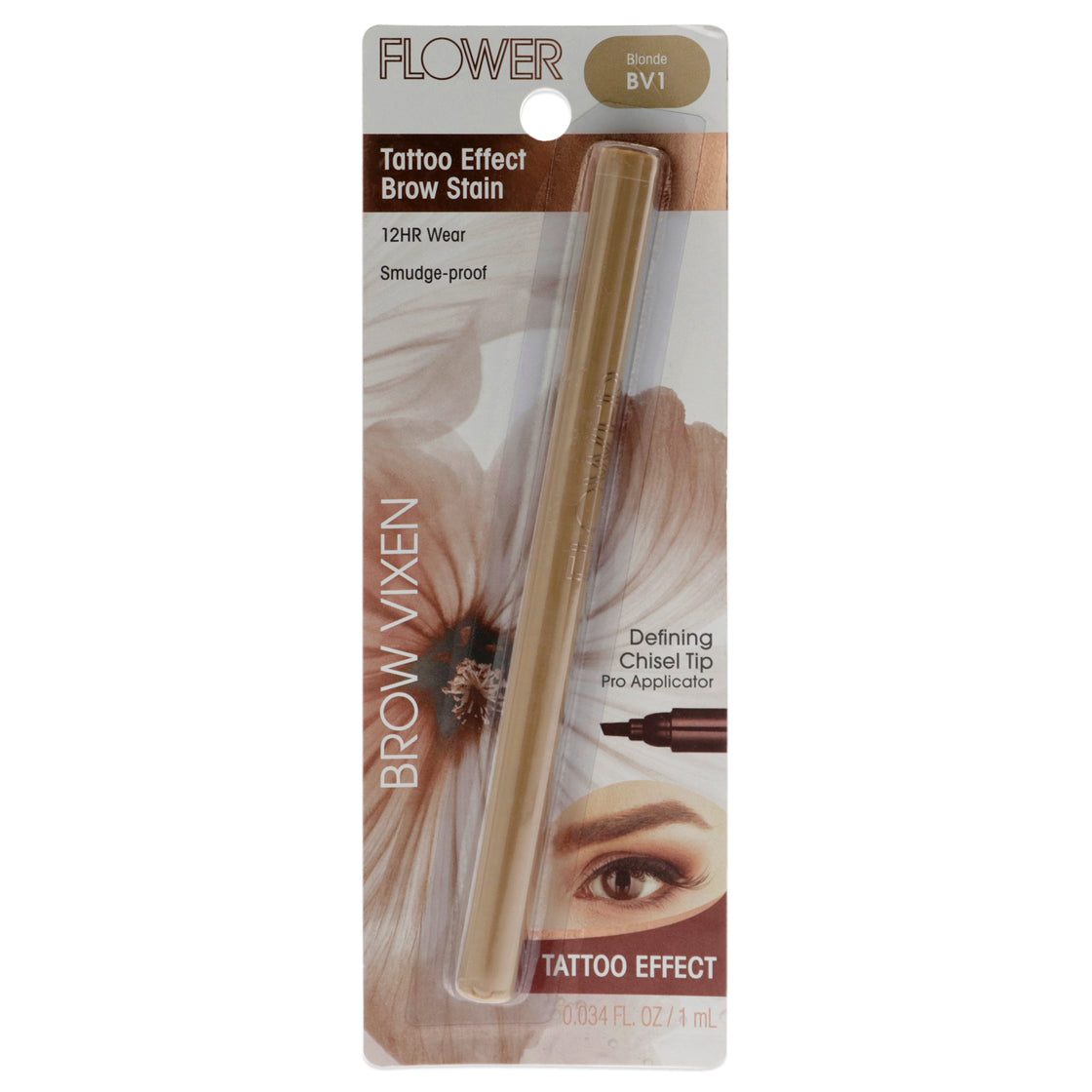 Brow Vixen Tattoo Effect Brow Stain - BV1 Blonde by Flower Beauty for Women - 0.034 oz Eyebrow