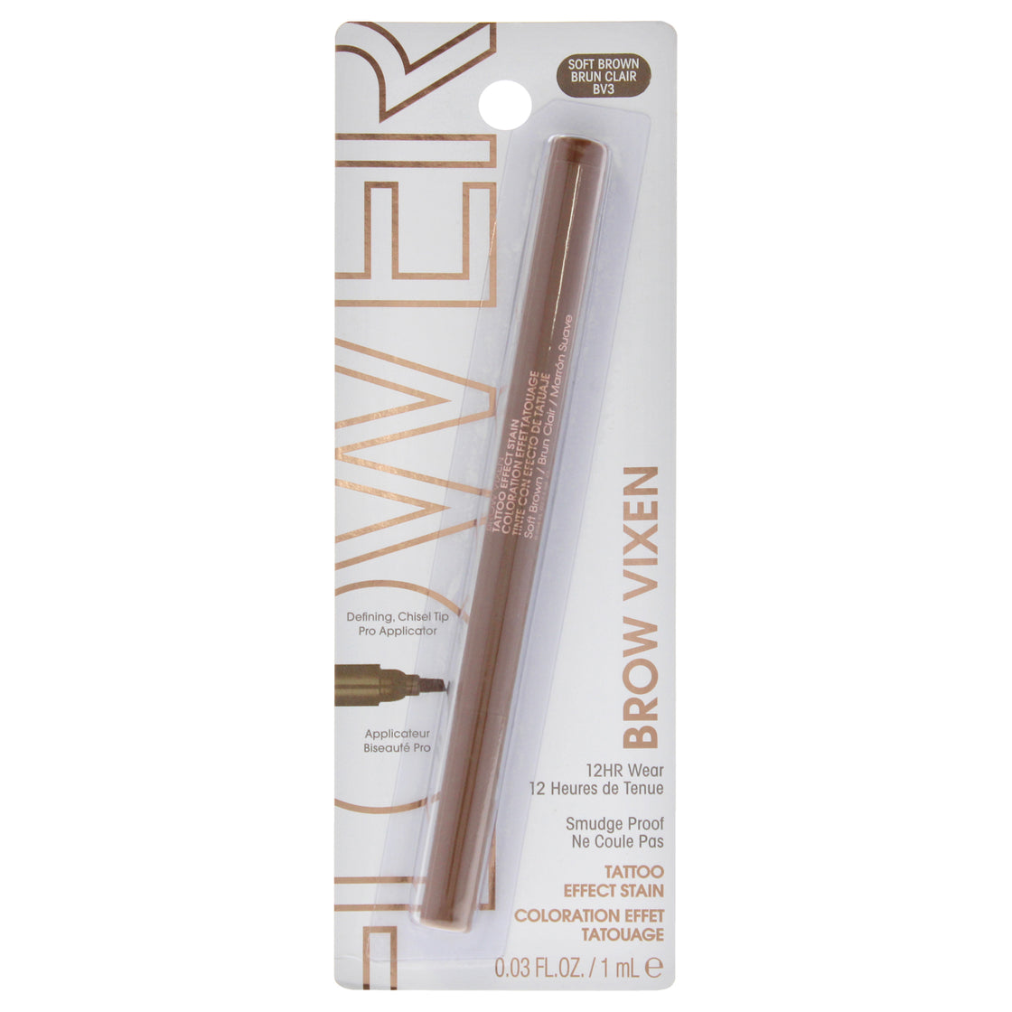 Brow Vixen Tattoo Effect Brow Stain - BV3 Soft Brown by Flower Beauty for Women - 0.03 oz Eyebrow