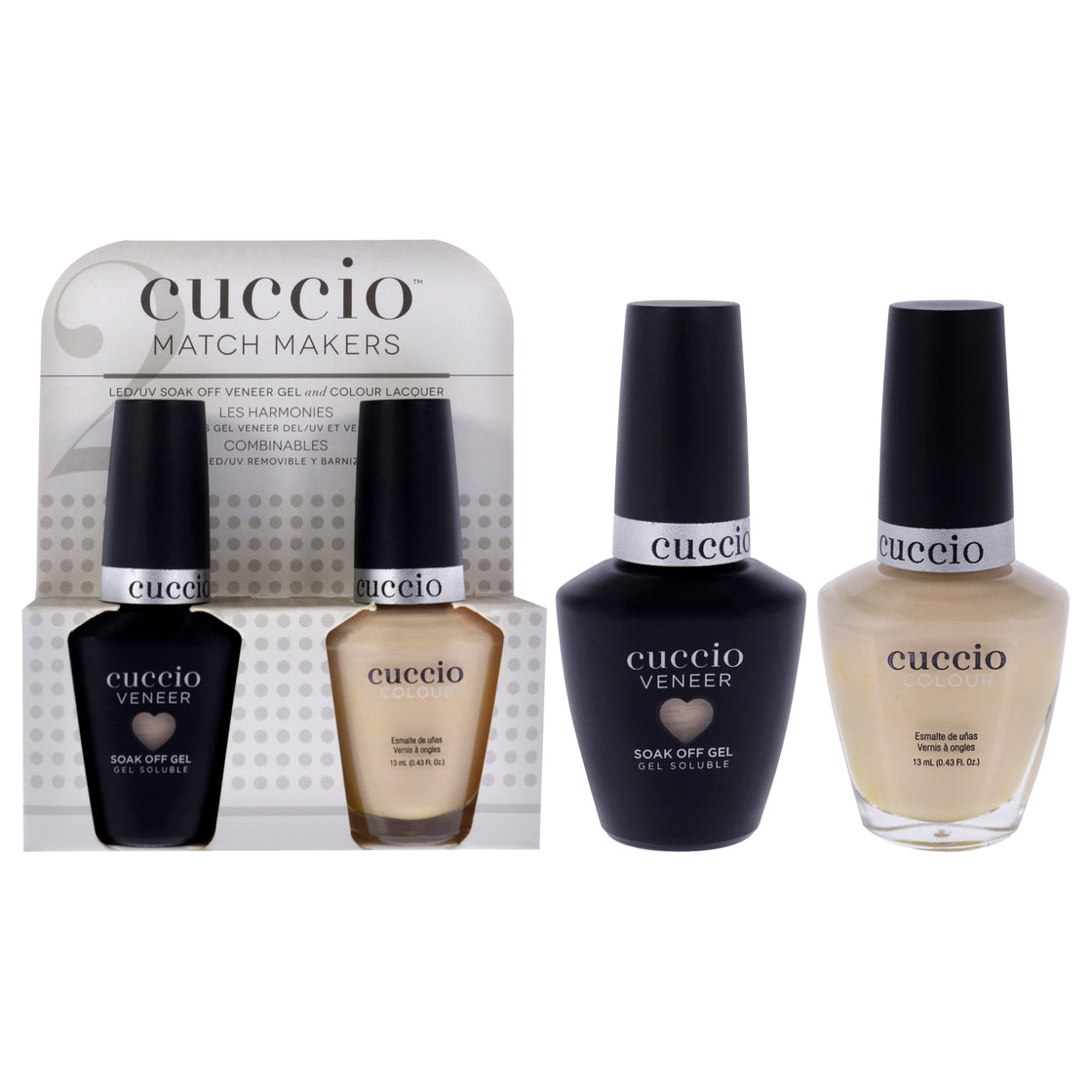 Match Makers Set - So So Sofia by Cuccio Colour for Women - 2 Pc 0.44oz Veneer Soak Of Gel Nail Polish, 0.43oz Colour Nail Polish