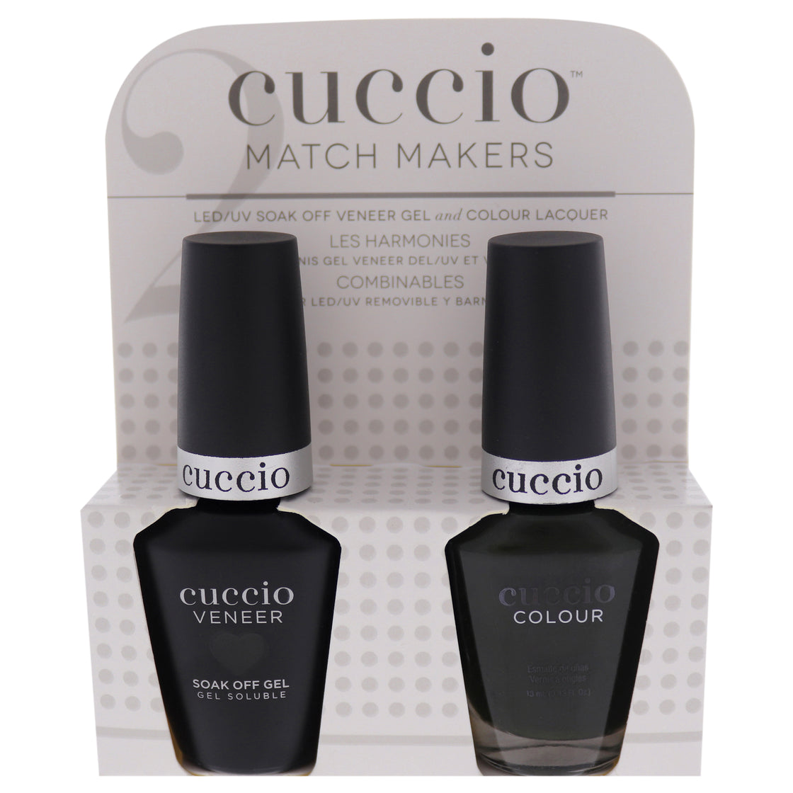 Match Makers Set - Glassgow Nights by Cuccio Colour for Women - 2 Pc 0.44oz Veneer Soak Of Gel Nail Polish, 0.43oz Colour Nail Polish