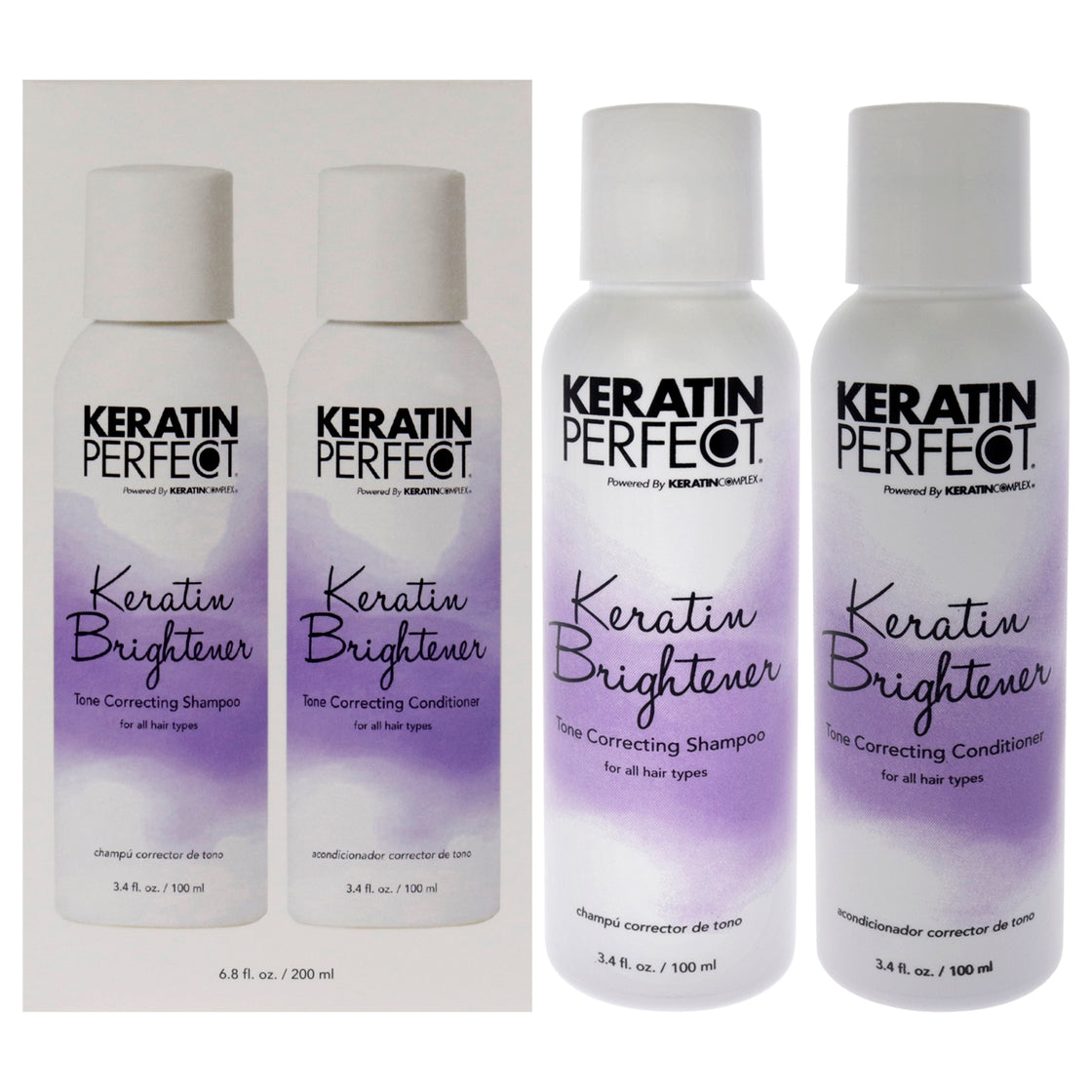 Keratin Brightener Duo by Keratin Perfect for Unisex -2 Pc 3.4oz Shampoo, 3.4oz Conditioner