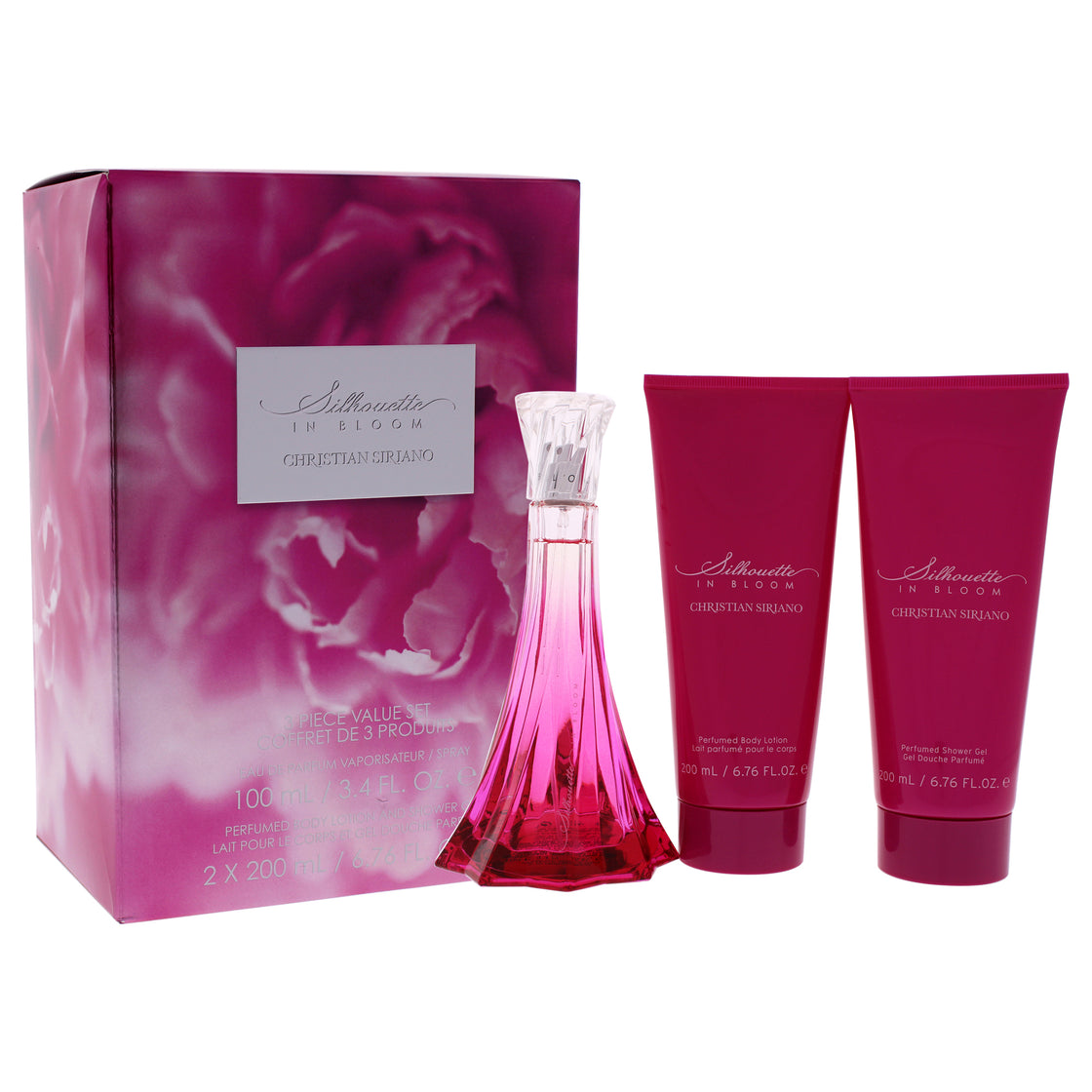 Silhouette In Bloom by Christian Siriano for Women - 3 Pc Gift Set 3.4oz EDP Spray, 6.7oz Perfumed Body Lotion, 6.7oz Perfumed Shower Gel