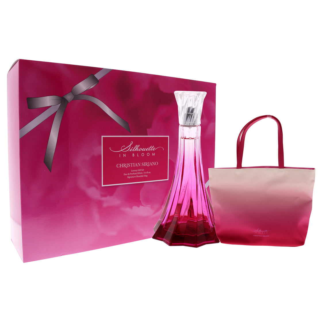 Silhouette In Bloom by Christian Siriano for Women - 2 Pc Gift Set 3.4oz EDP Spray, Pink Tote Bag