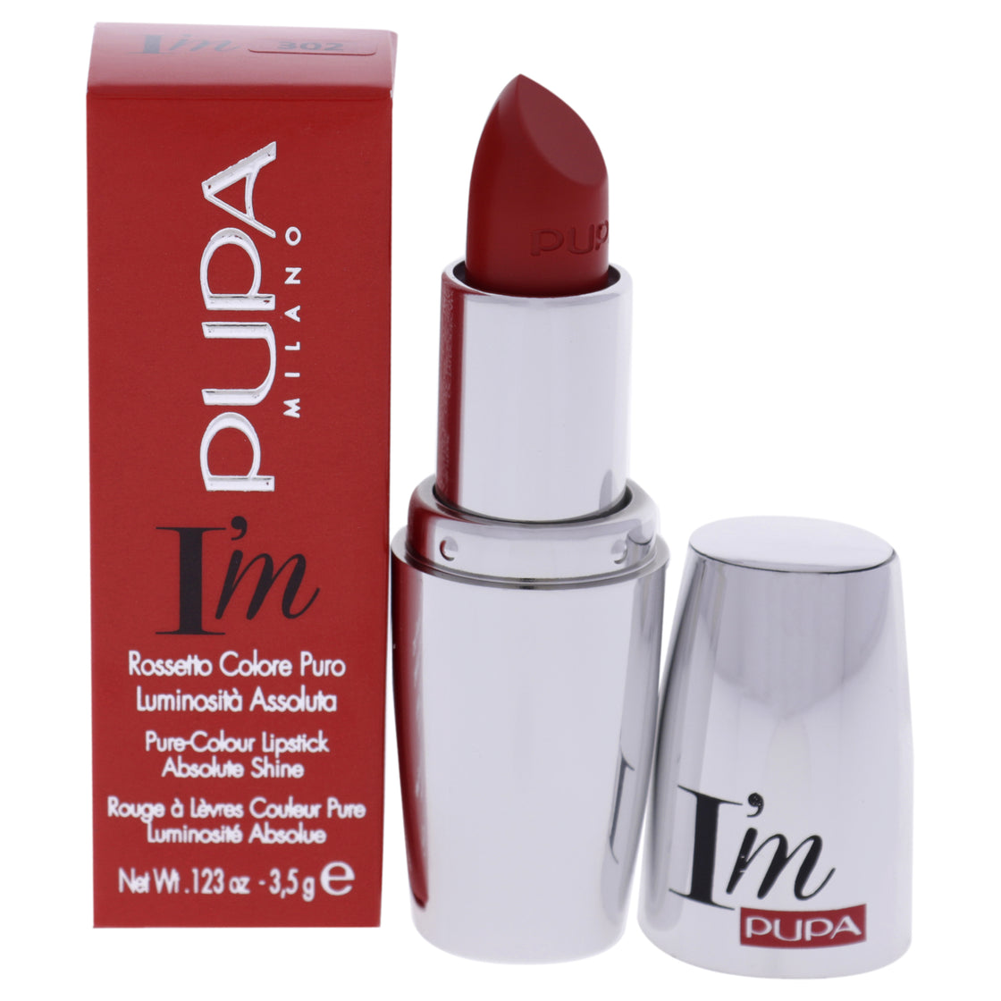 I Am Pure-Colour Lipstick - 302 Sizzling Orange by Pupa Milano for Women - 0.123 oz Lipstick