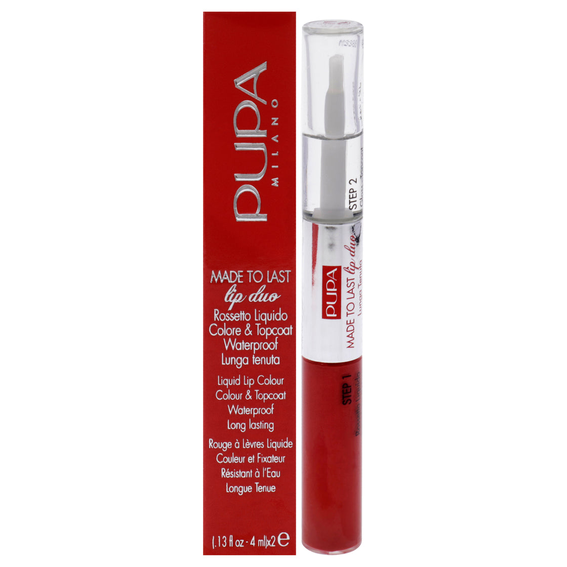 Made To Last Lip Duo - 018 Imperial Red by Pupa Milano for Women - 0.13 oz Lipstick