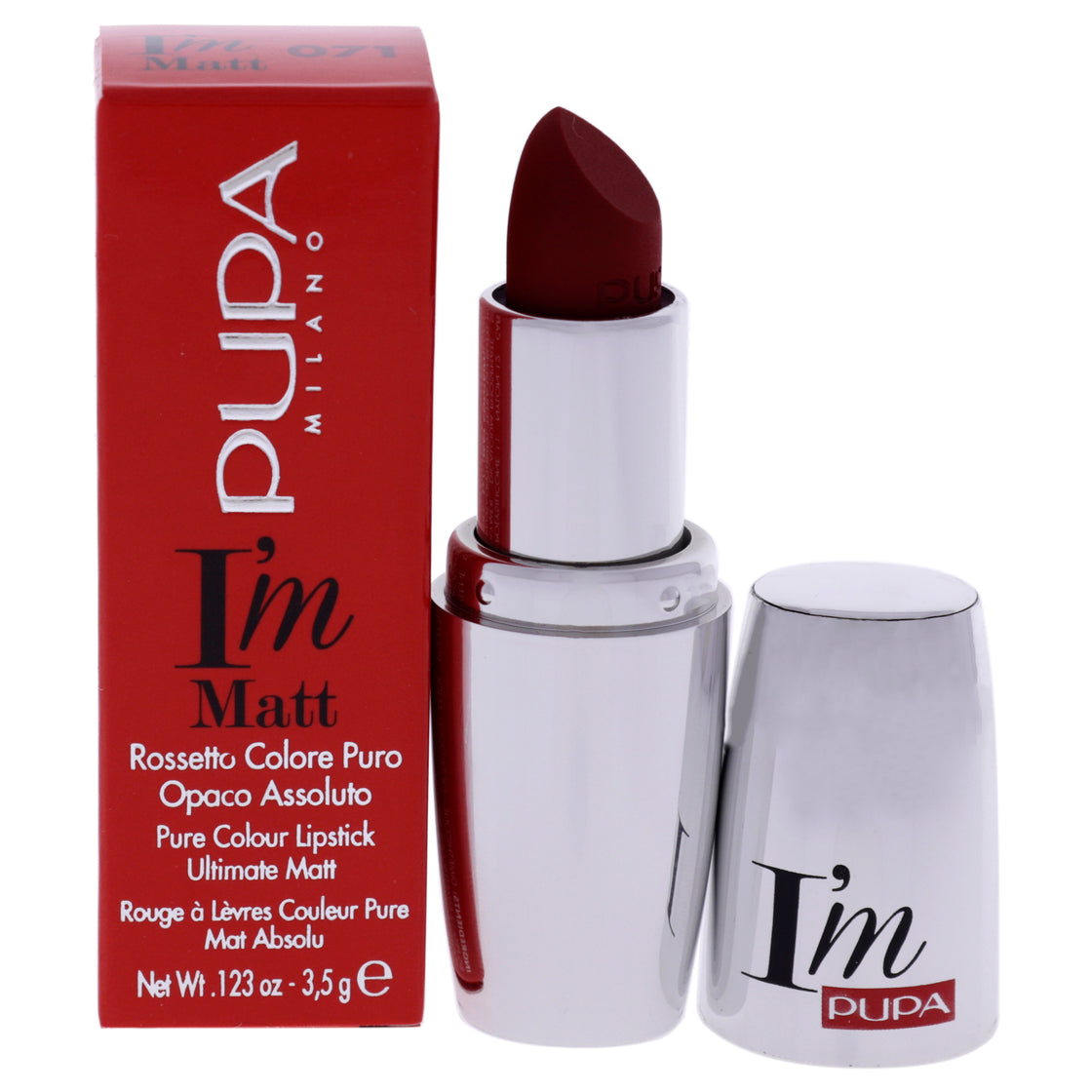 I Am Matt Pure Colour Lipstick - 071 True Red by Pupa Milano for Women - 0.123 oz Lipstick