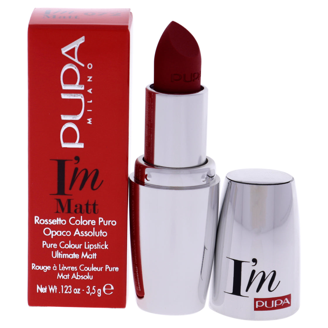 I Am Matt Pure Colour Lipstick - 072 Velvet Ruby by Pupa Milano for Women - 0.123 oz Lipstick