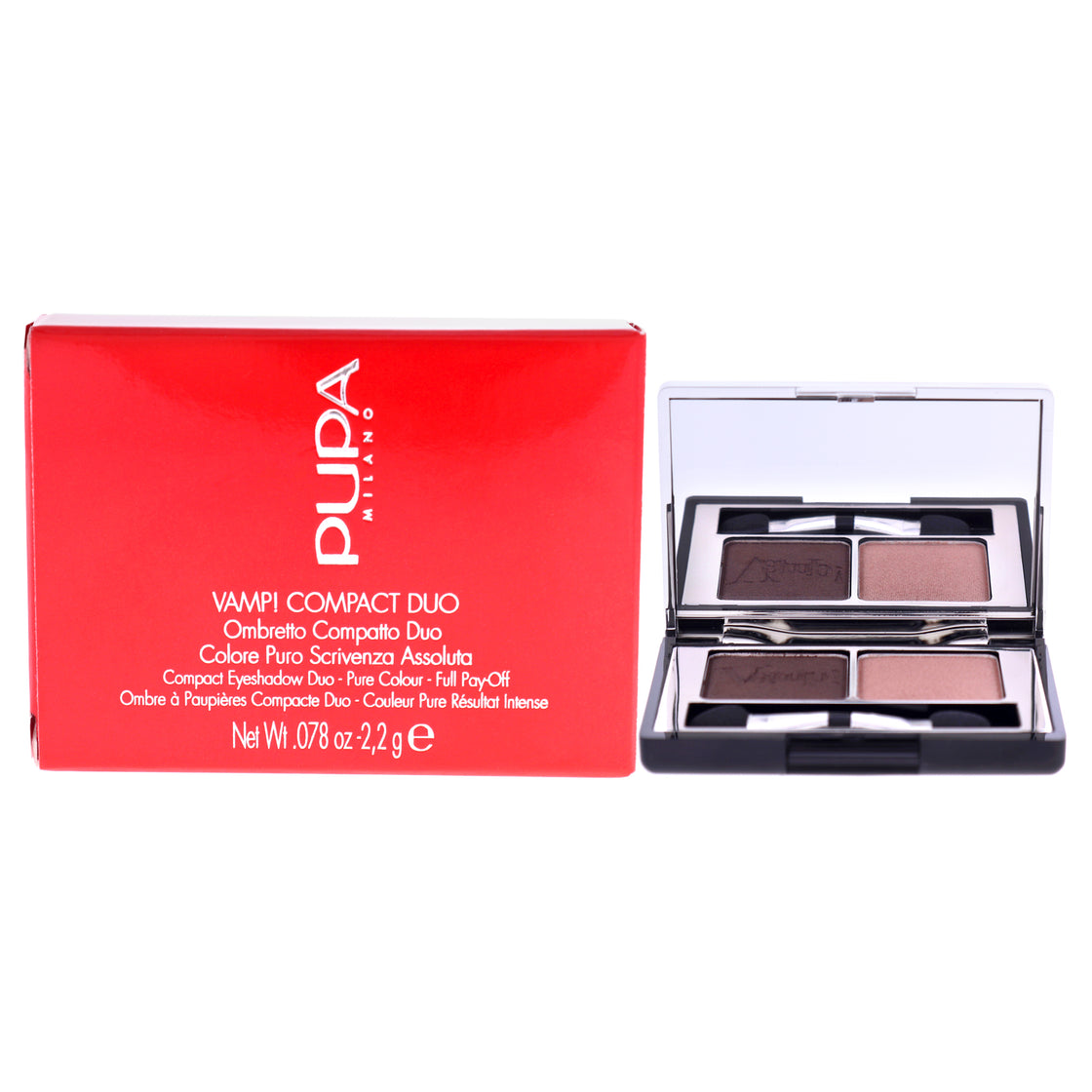 Vamp! Compact Duo Eyeshadow - 004 Bronze Amber by Pupa Milano for Women - 0.078 oz Eye Shadow