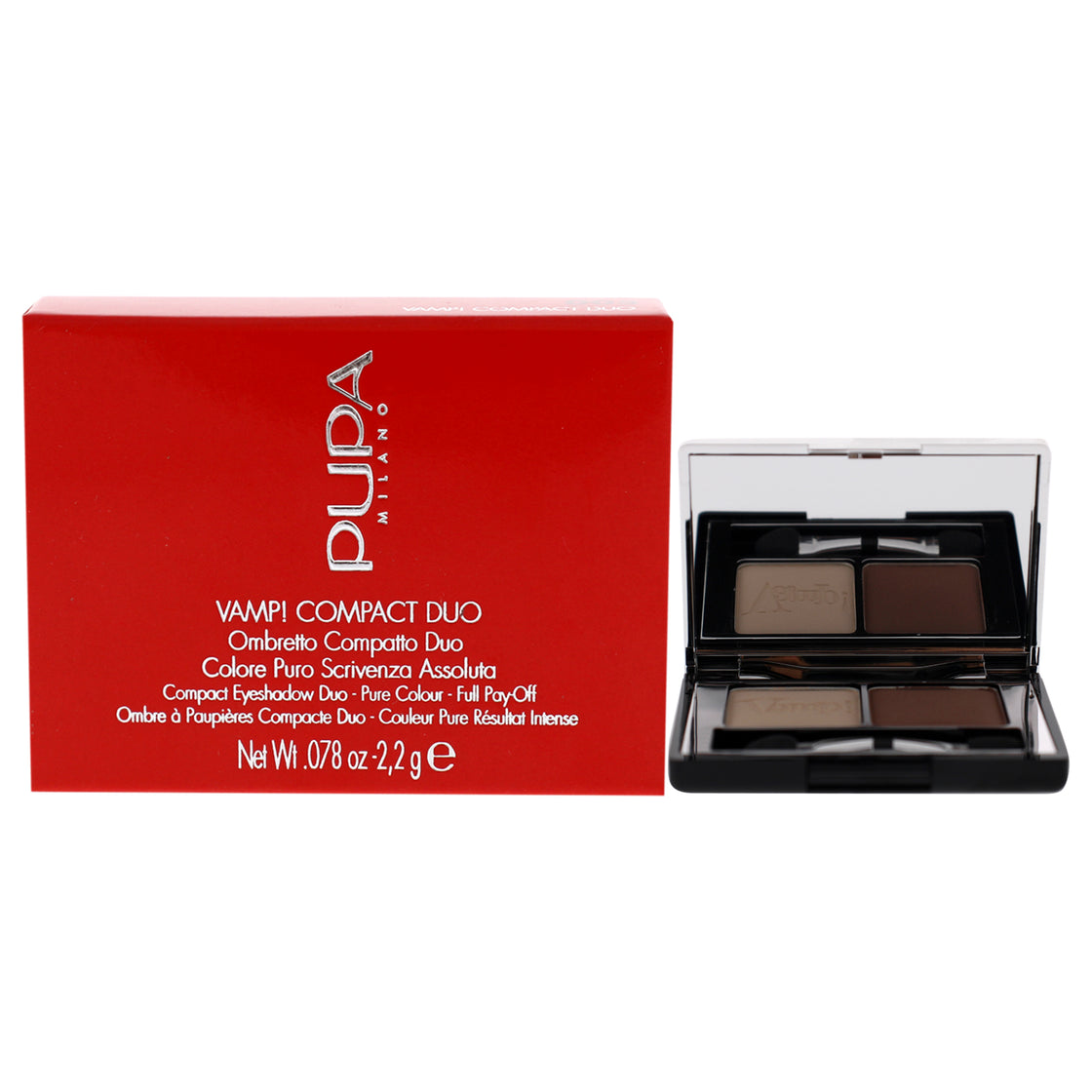 Vamp! Compact Duo Eyeshadow - 005 Milk Chocolate by Pupa Milano for Women - 0.078 oz Eye Shadow