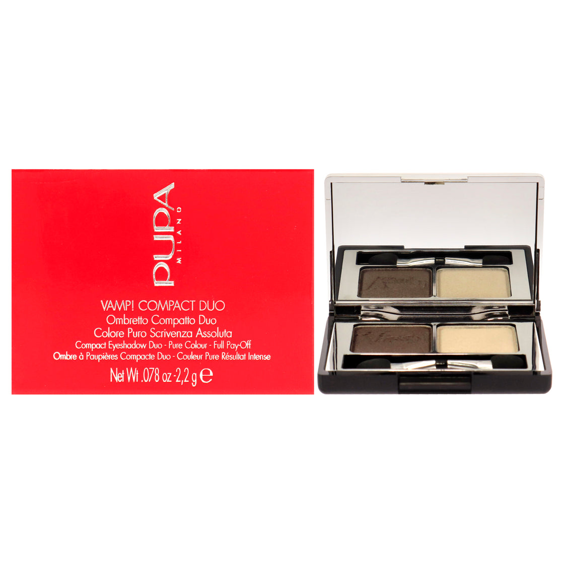 Vamp! Compact Duo Eyeshadow - 008 Cream Taupe by Pupa Milano for Women - 0.078 oz Eye Shadow