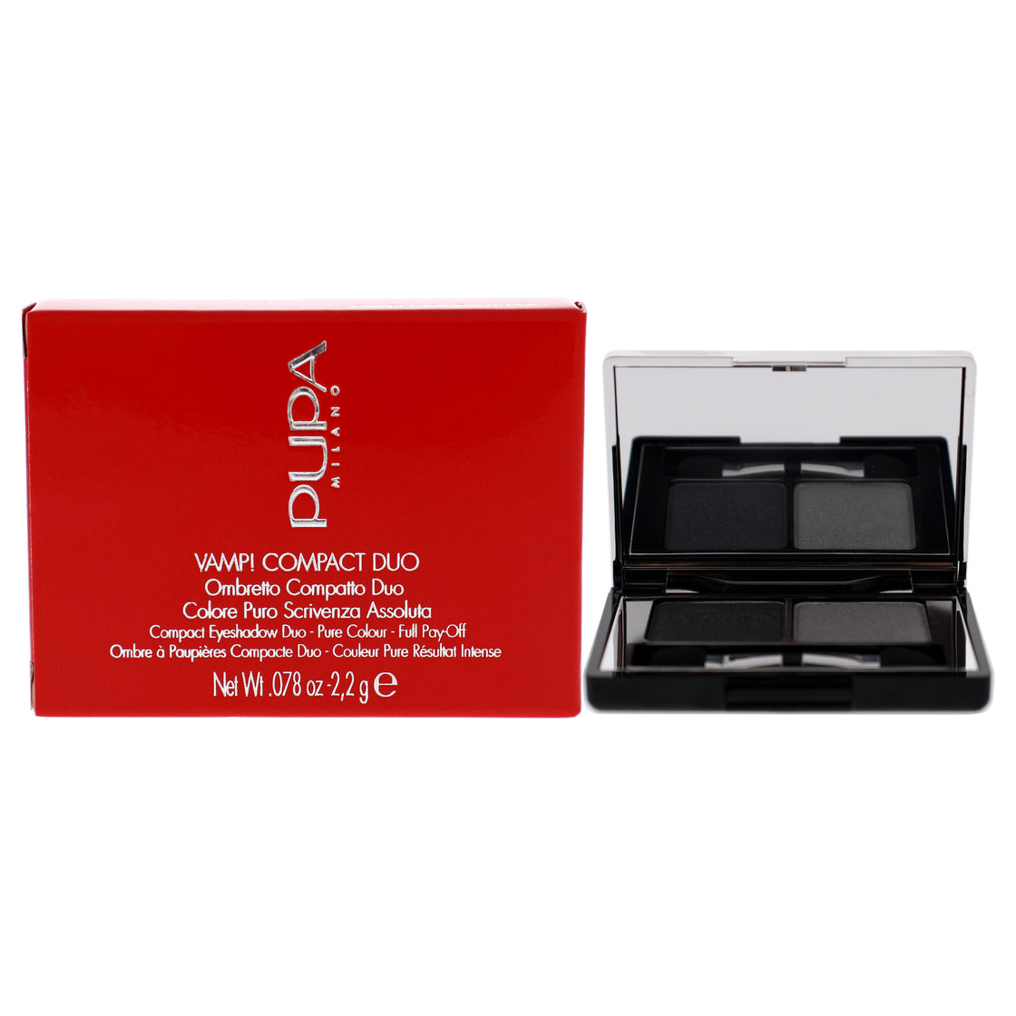 Vamp! Compact Duo Eyeshadow - 009 Silver Stone by Pupa Milano for Women - 0.078 oz Eye Shadow