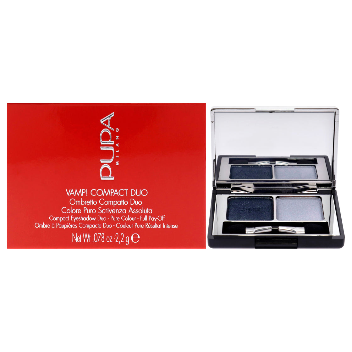 Vamp! Compact Duo Eyeshadow - 012 Magnetic Blue by Pupa Milano for Women - 0.078 oz Eye Shadow