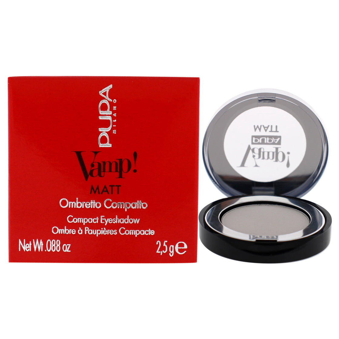 Vamp! Matt Compact Eyeshadow - 010 White Chalk by Pupa Milano for Women - 0.088 oz Eye Shadow