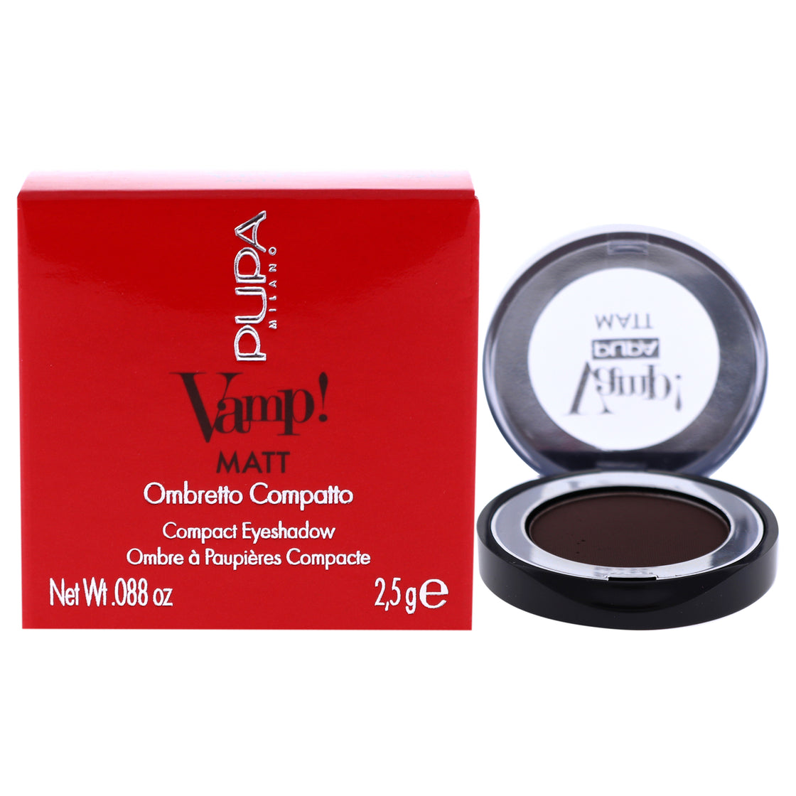 Vamp! Matt Compact Eyeshadow - 050 Dark Chocolate by Pupa Milano for Women - 0.088 oz Eye Shadow