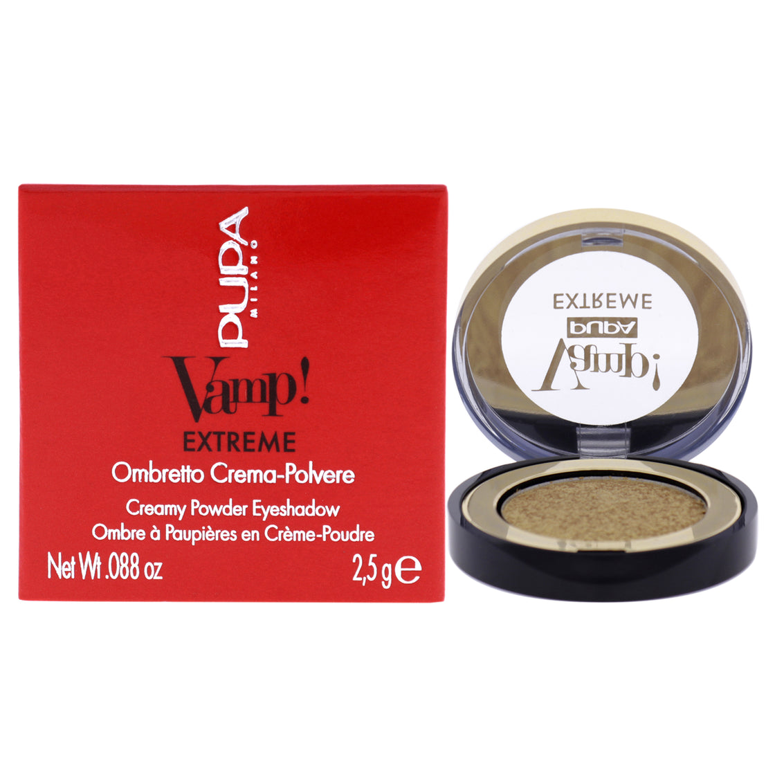 Vamp! Extreme Cream Powder Eyeshadow - 001 Extreme Gold by Pupa Milano for Women - 0.088 oz Eye Shadow