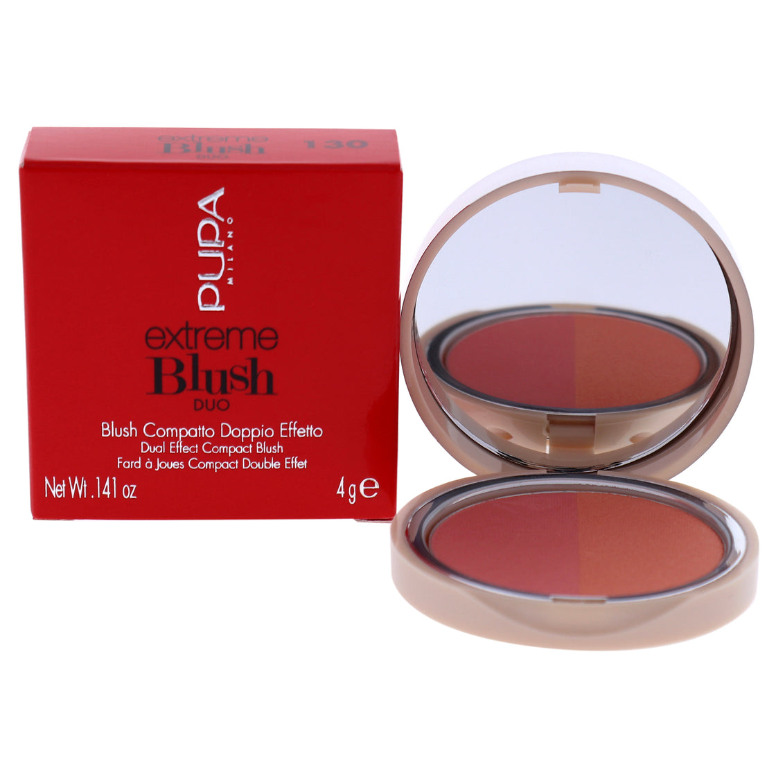 Extreme Blush Duo - 130 Matt Salmon - Radiant Peach by Pupa Milano for Women - 0.141 oz Blush