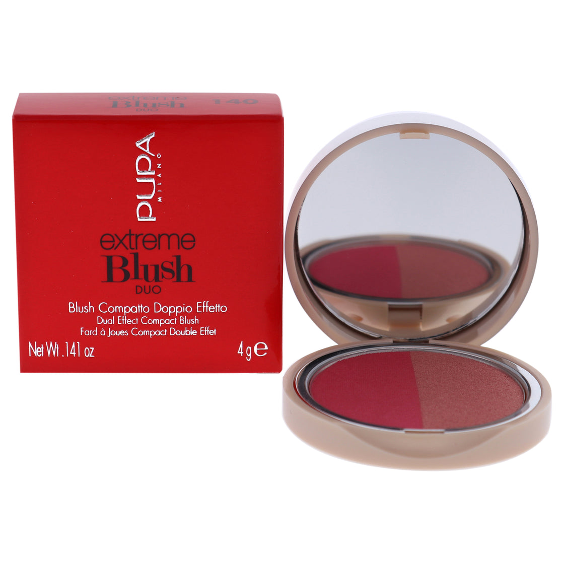 Extreme Blush Duo - 140 Radiant Flamingo - Glow Creamy by Pupa Milano for Women - 0.141 oz Blush