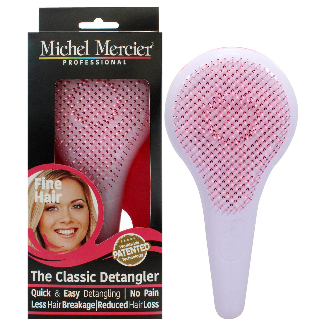 The Classic Detangler Fine Hair - Pink-Purple by Michel Mercier for Unisex - 1 Pc Hair Brush