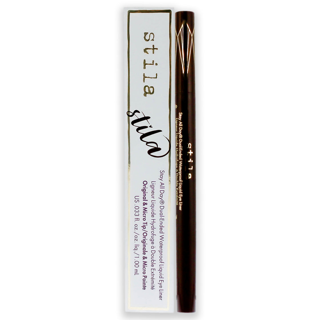 Stay All Day Dual-Ended Waterproof Liquid Eye Liner - Dark Brown by Stila for Women - 0.033 oz Eyeliner