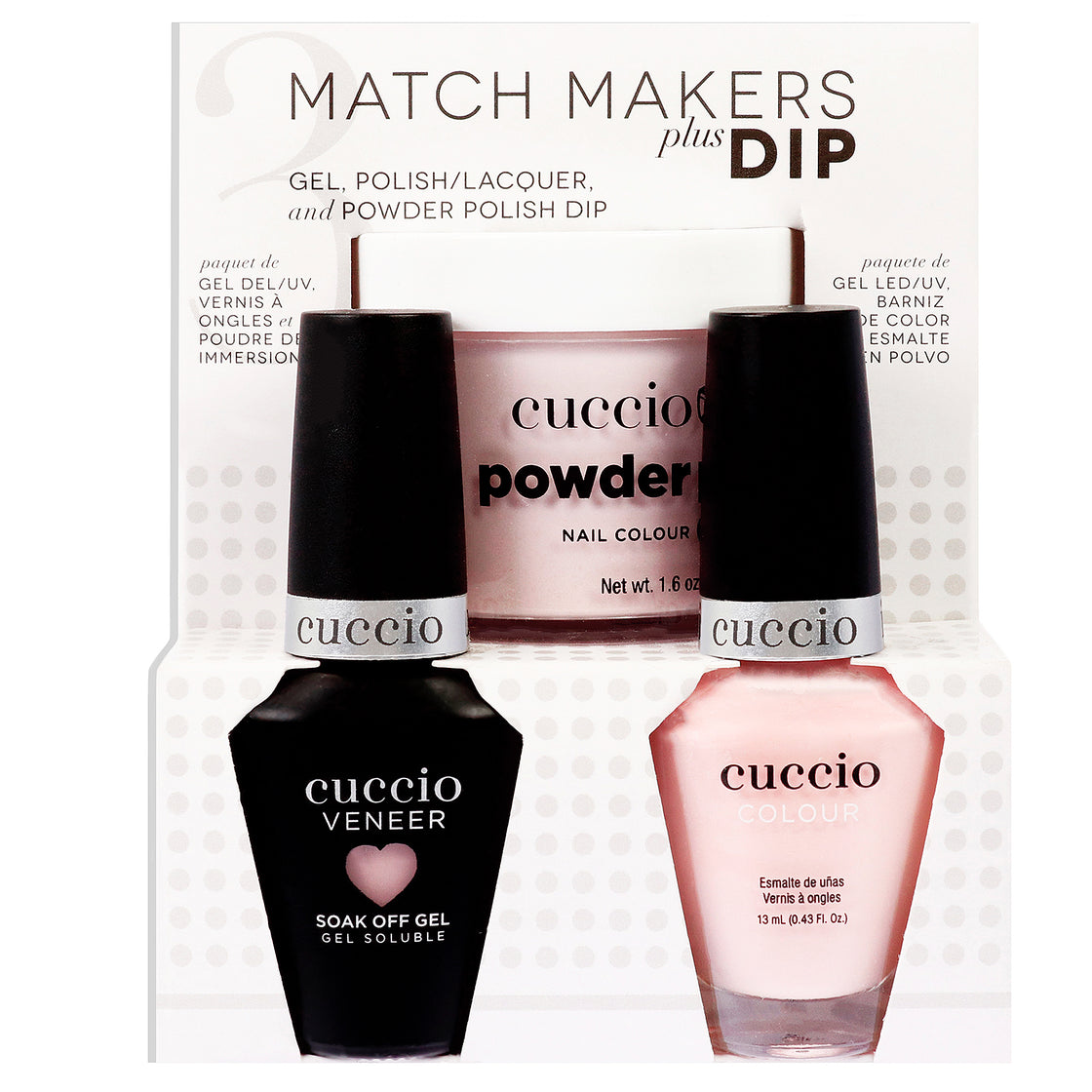 Match Makers Plus Dip - On Sail by Cuccio Colour for Women - 3 Pc 1.6oz Pro Powder Polish Dip System, 0.44oz Veneer Soak Off Gel, 0.43oz Colour Nail Polish