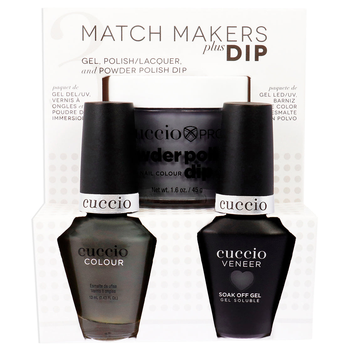 Match Makers Plus Dip - Fur-Well 2020 by Cuccio Colour for Women - 3 Pc 1.6oz Pro Powder Polish Dip System, 0.44oz Veneer Soak Off Gel, 0.43oz Colour Nail Polish