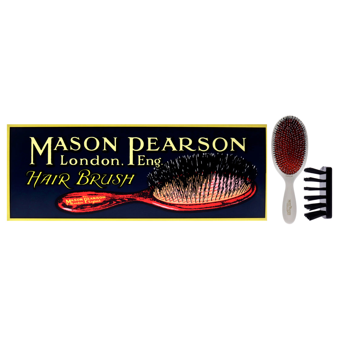 Large Popular Bristle and Nylon Brush - BN1 Ivory by Mason Pearson for Unisex - 2 Pc Hair Brush, Cleaning Brush