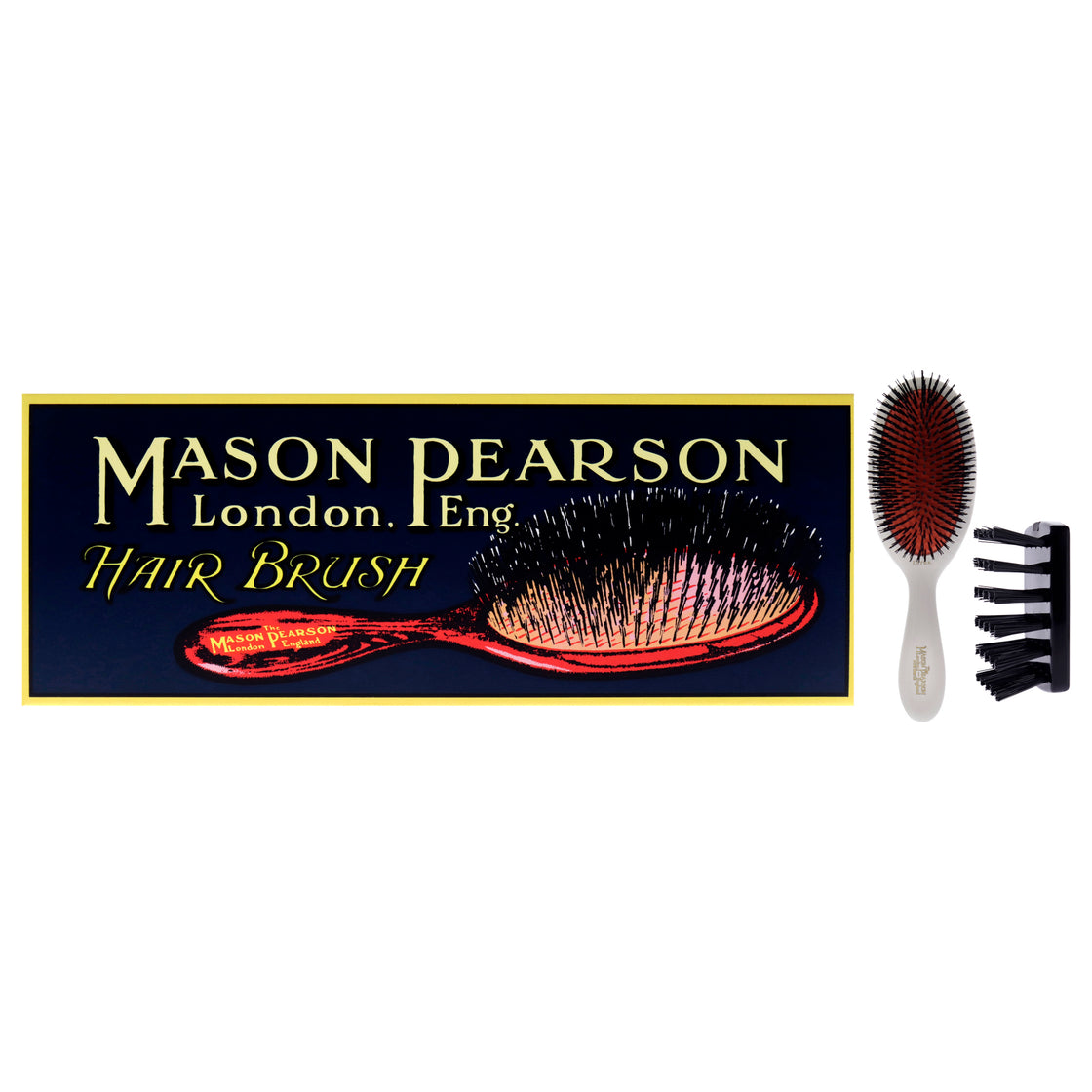 Extra Small Pure Bristle Brush - B2 Ivory by Mason Pearson for Unisex - 2 Pc Hair Brush, Cleaning Brush