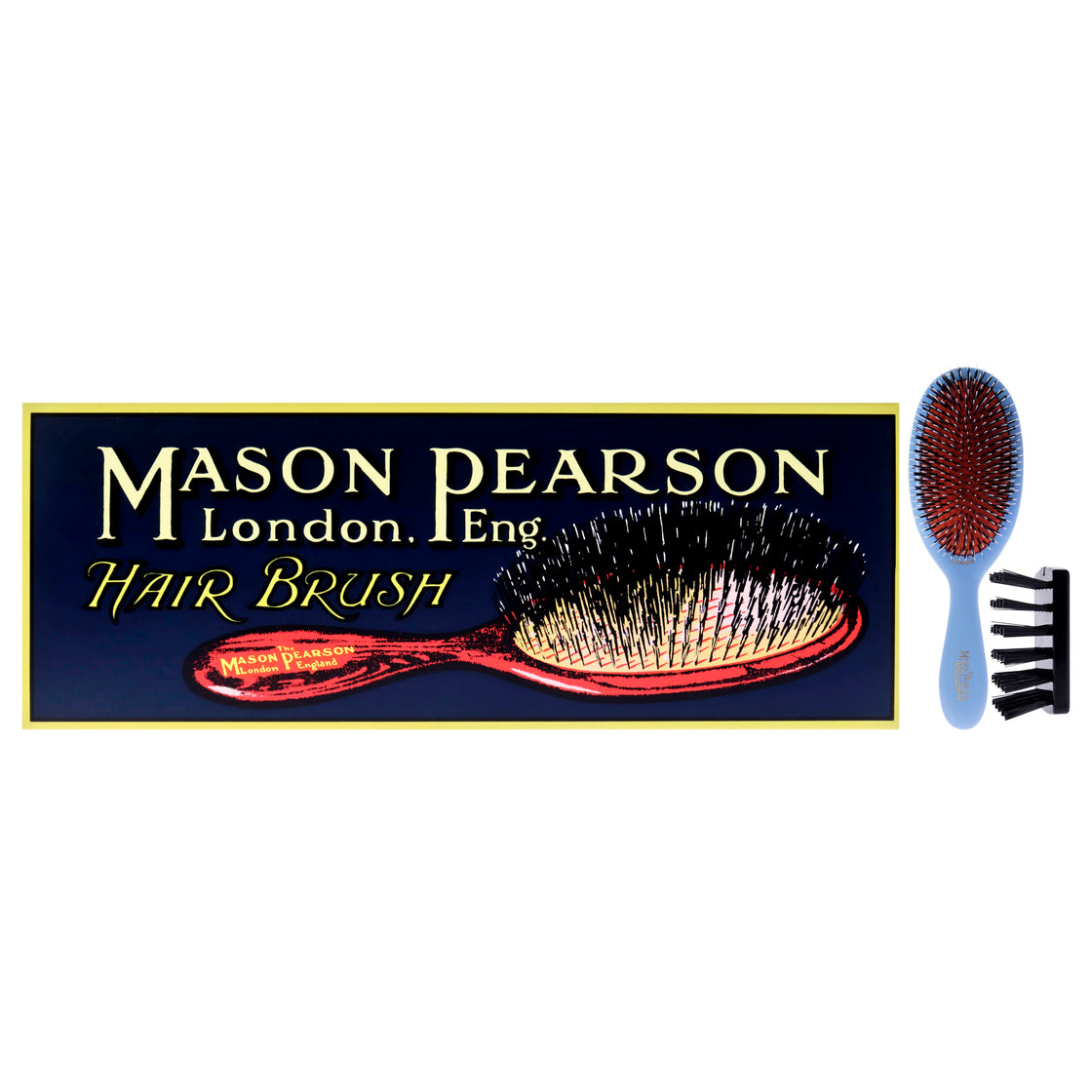 Junior Bristle and Nylon Brush - BN2 Blue by Mason Pearson for Unisex - 2 Pc Hair Brush, Cleaning Brush