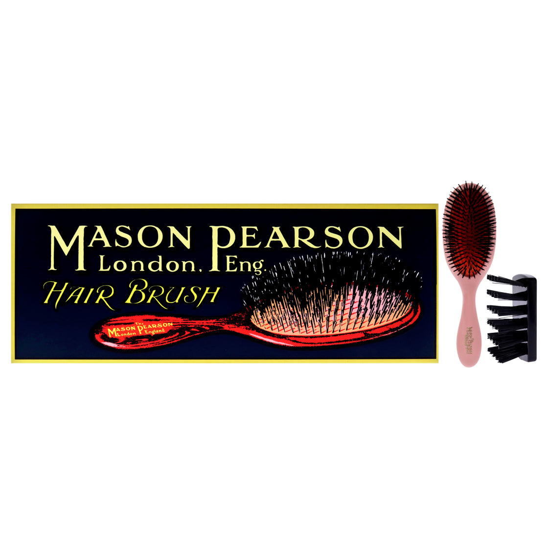 Handy Pure Bristle Brush - B3 Pink by Mason Pearson for Unisex - 2 Pc Hair Brush, Cleaning Brush