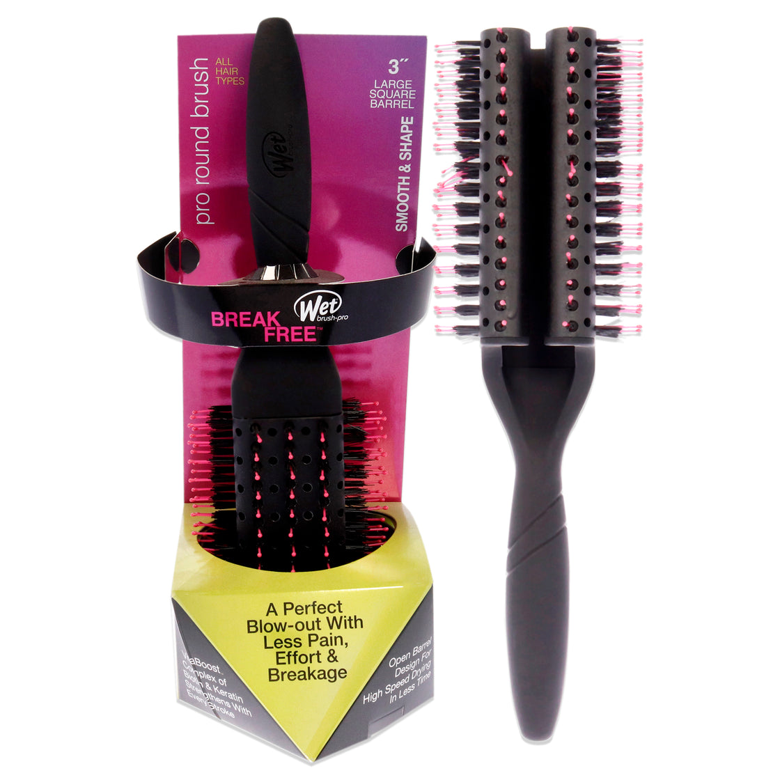 Pro Fast Dry Round Brush - Square by Wet Brush for Unisex - 3 Inch Hair Brush