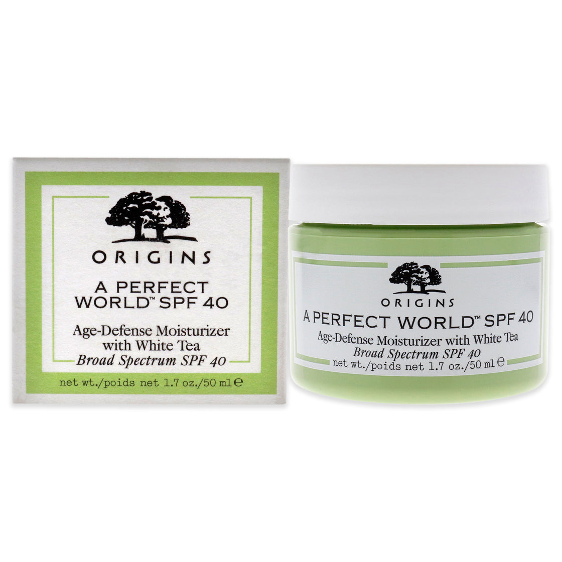 A Perfect World Age-Defense Moisturizer with White Tea SPF 40 by Origins for Unisex - 1.7 oz Moisturizer