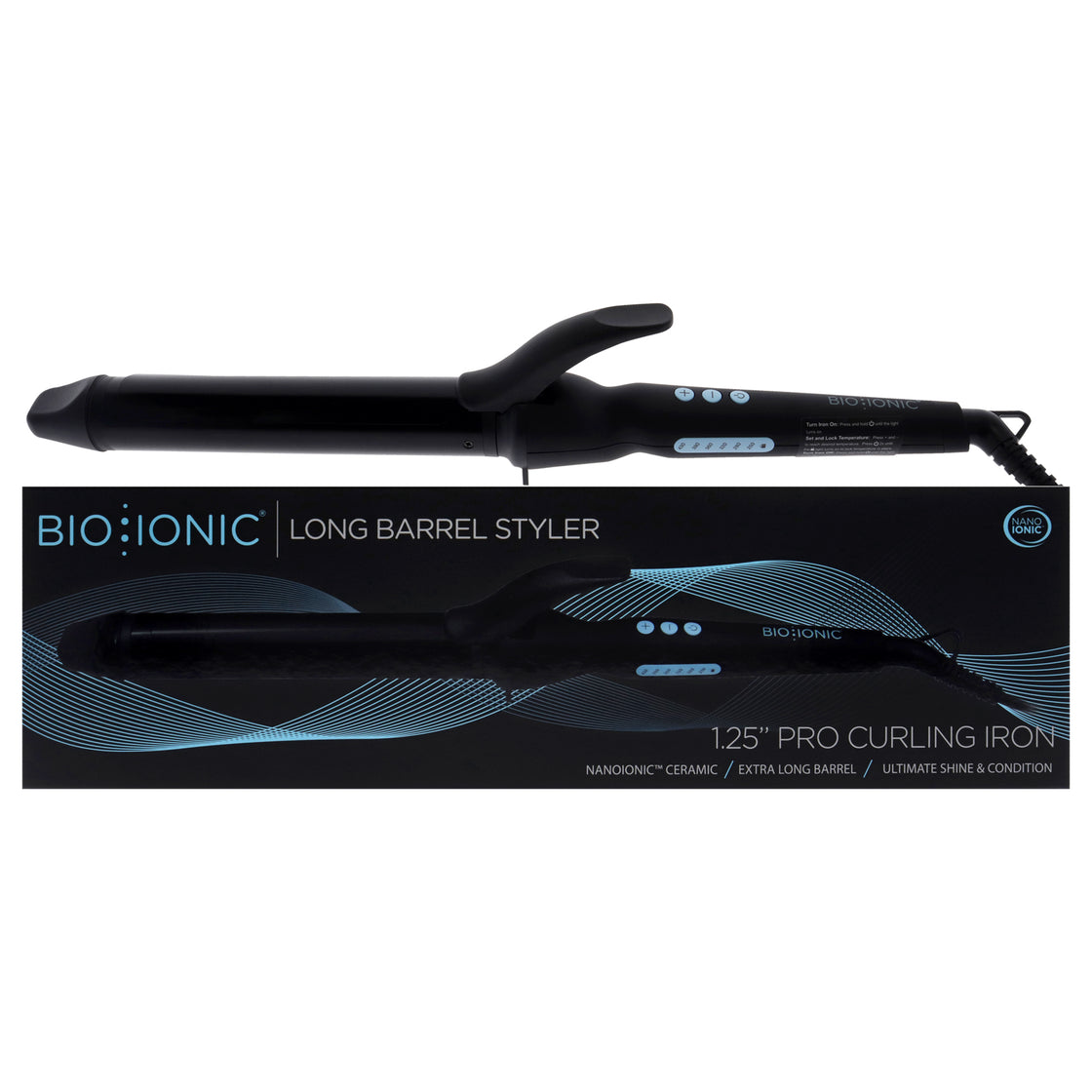 Long Barrel Styler - Black by Bio Ionic for Women - 1.25 Inch Curling Iron