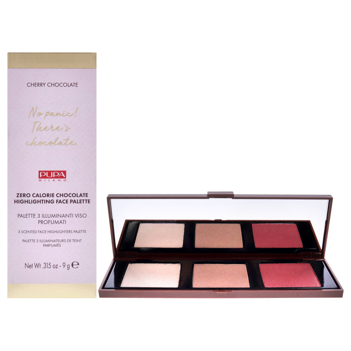 Zero Calorie Chocolate Highlighter Palette - 001 Cherry Chocolate by Pupa Milano for Women - 0.315 oz Highlighter