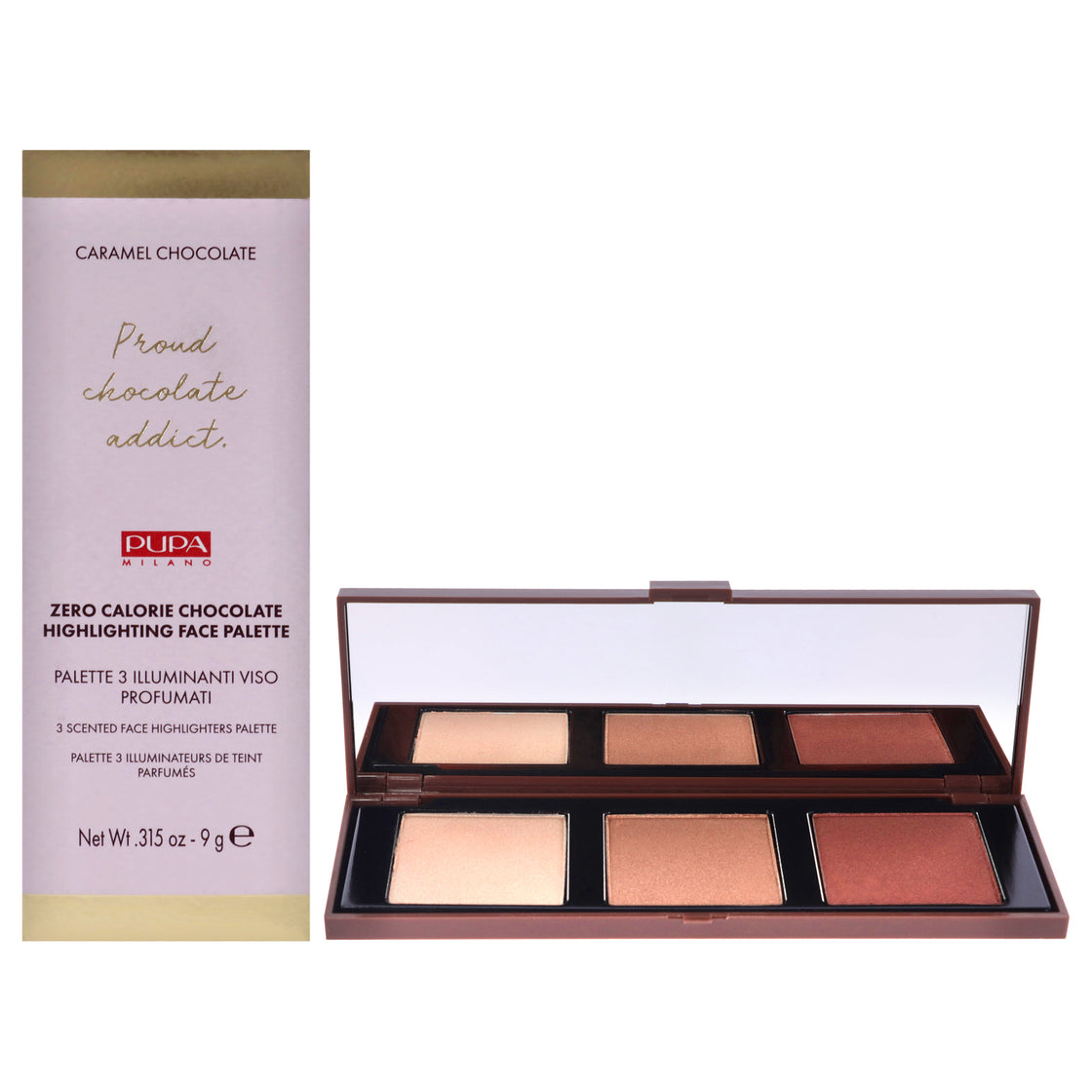 Zero Calorie Chocolate Highlighter Palette - 002 Caramel Chocolate by Pupa Milano for Women - 0.315 oz Highlighter