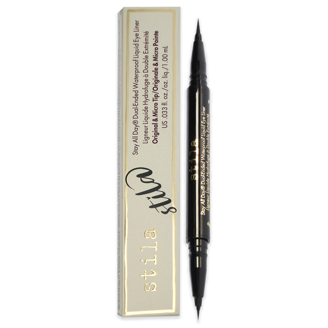 Stay All Day Dual-Ended Waterproof Liquid Eye Liner - Intense Black by Stila for Women - 0.033 oz Eyeliner