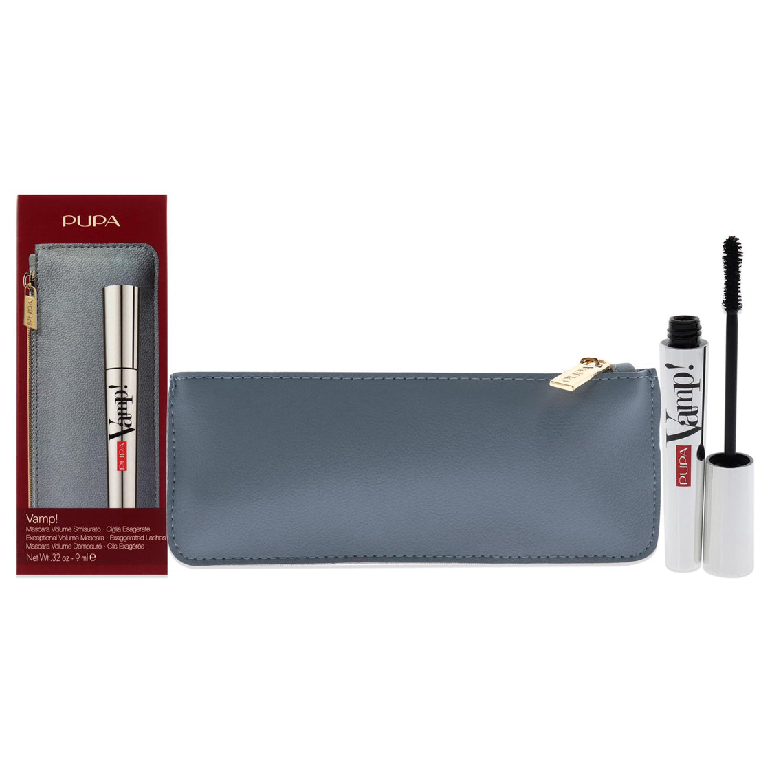 Vamp! Mascara Set by Pupa Milano for Women - 2 Pc 0.32oz Vamb! Mascara - 100 Black, ClutchBag